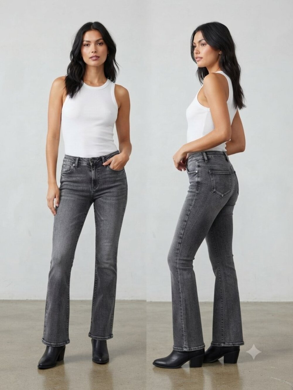 Bamboo Stretch Black Faded Bootleg Women's Jeans - Size 9